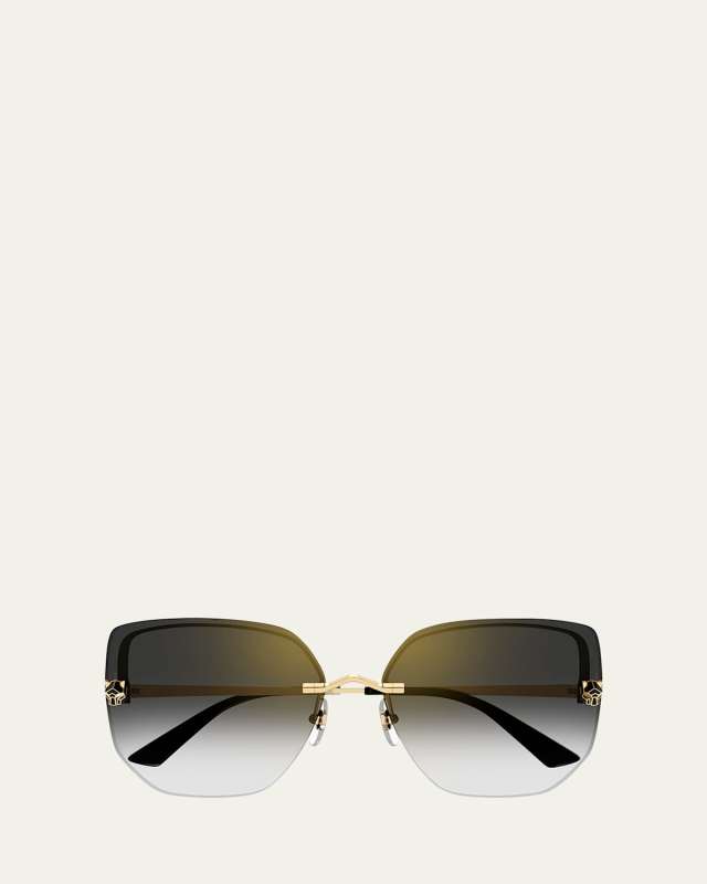 Panther Rimless Metal Alloy Butterfly Sunglasses